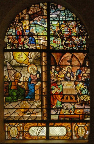 Raam Charnier-12 met Melchisedek, Annunciatie, Laatste Avondmaal door French School