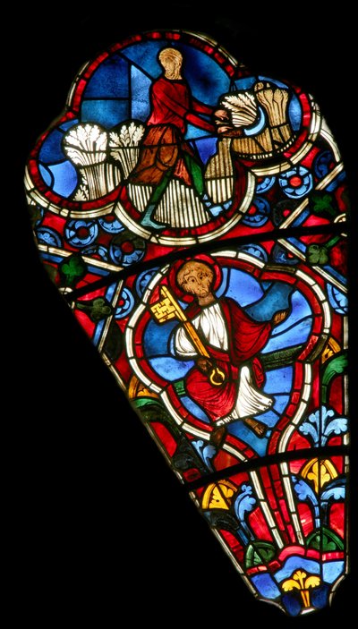 Raam Ew met St. Petrus en de werkzaamheden van de maanden. Juli door French School