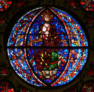 Raam Ww met Christus van het Laatste Oordeel door French School