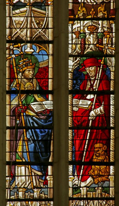 Raam met Sint Gregorius en Sint Hiëronymus door French School