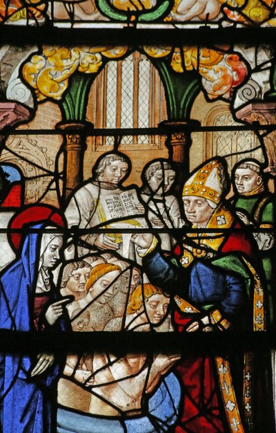 Raam met Sint Maria Magdalena: de graaf van Provence en zijn vrouw worden gedoopt door French School