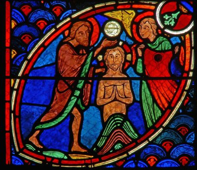 Raam met een scène uit het leven van St. Johannes de Doper door French School