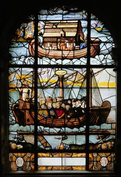 Raam met een schip met heiligen en de ark van Noach, 1612-22 door French School