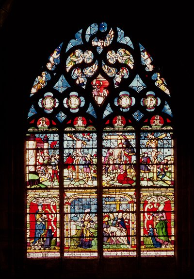 Raam met de Passie van Christus door French School