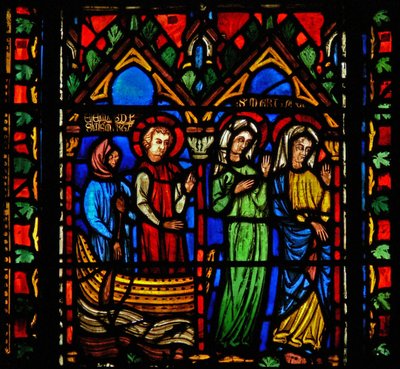 Raam n1-C met een scène uit het leven van St. Maria Magdalena - ze arriveert in Marseille door French School