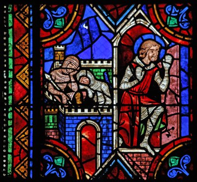Raam w06 met het verhaal van St. Julianus van Brioude - St. Ferreol, een vriend van Julianus, die stierf tijdens de vervolgingen van Diocletianus, ontsnapt door French School