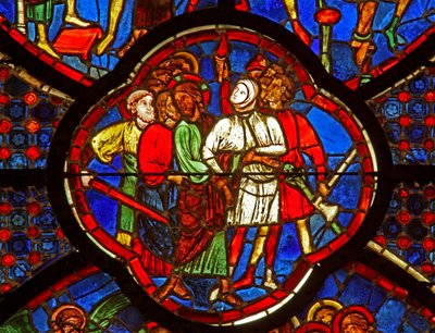 Raam w0 met het Verraad door Judas door French School