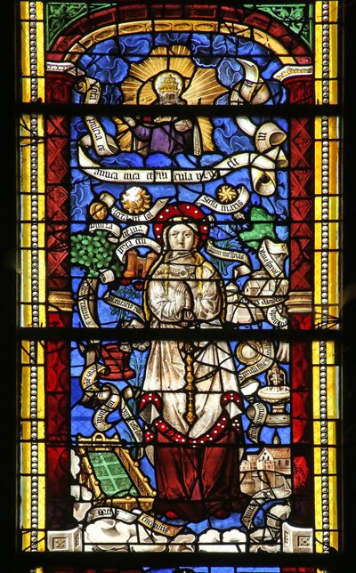 Raam w0 met de Litanie van de Maagd Maria (naar een gravure van Thilmann Kerver) door French School