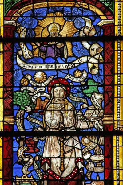Raam w0 met de Litanie van de Maagd Maria (naar een gravure van Thilmann Kerver) door French School