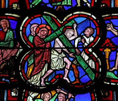 Raam w0 met de Via Crucis door French School