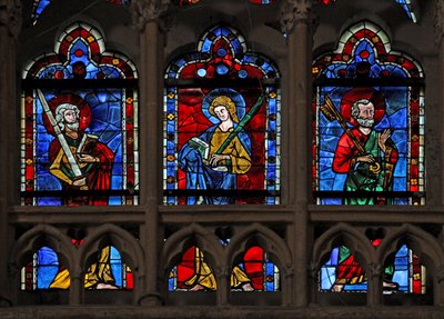 Raam met St. Paul, St. Jude en St. Peter door French School