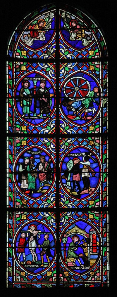 Raam w.101 met scènes uit het leven van St. Pantaléon door French School