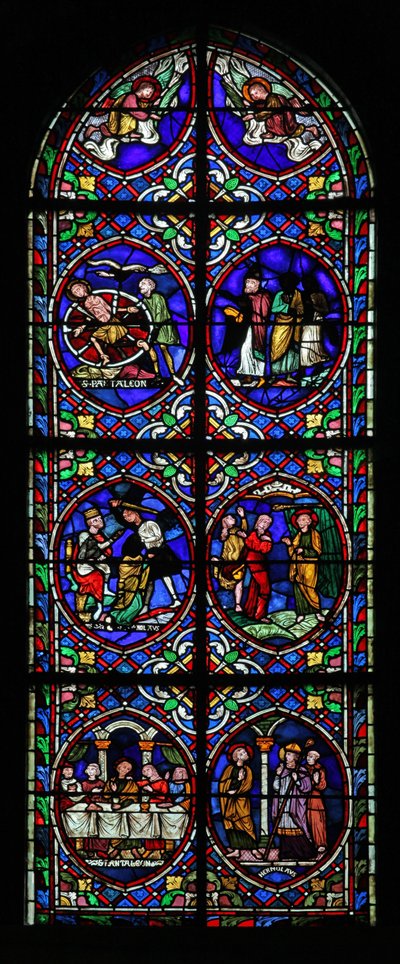 Raam w.102 met scènes uit het leven van St. Pantaléon door French School