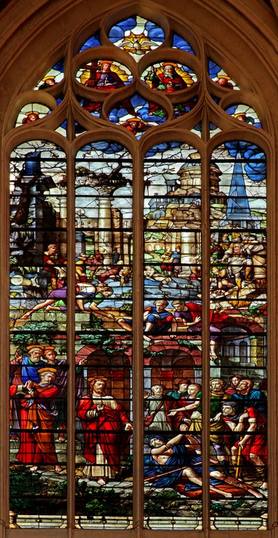 Raam w103 met Christus die de verlamde geneest door French School