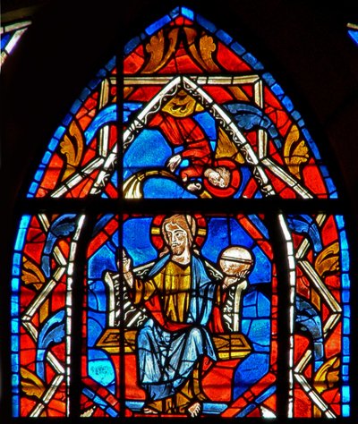Ruit w107 met Christus in glorie door French School