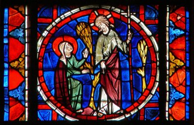 Ruit w109 met St. Maria Magdalena met Christus in de tuin van de opstanding door French School