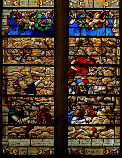 Raam w120 met het leger van de Farao verdrinkt in de Rode Zee door French School