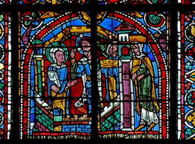 Raam w125 met Christus bezoekt St. Catharina in de gevangenis door French School