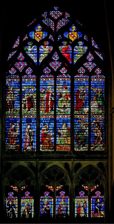 Raam w127 met St. Petrus en St. Paulus raam door French School