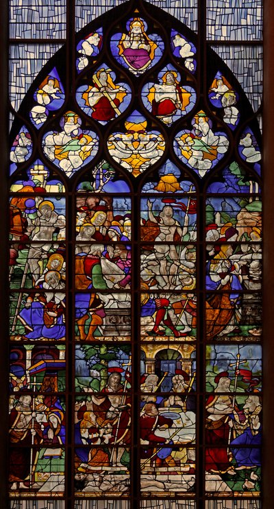 Raam w12 met afbeeldingen uit het leven van Christus na de kruisiging door French School