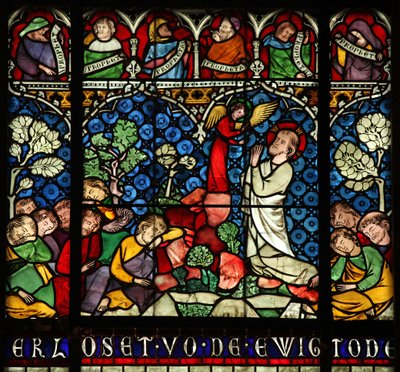Raam w12 met de Agonie in de Hof van Getsemane door French School