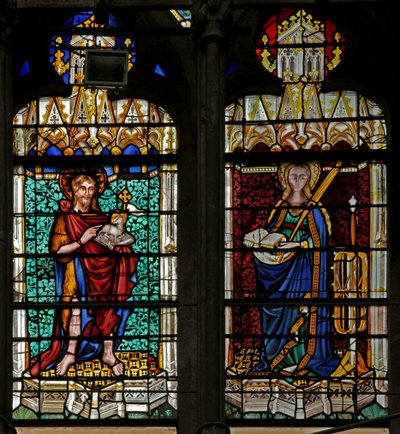 Raam met St. John Baptist en St. Catherine door French School