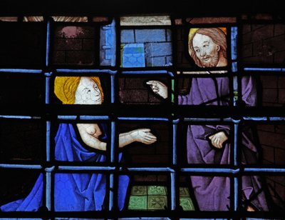 Raam w13 met St. Barbara in de gevangenis met Christus door French School