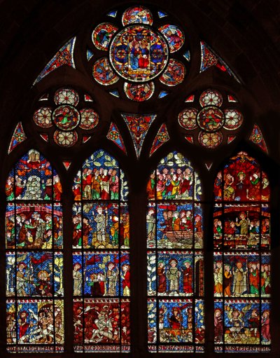 Venster w14 met scènes uit de opstandingscyclus door French School