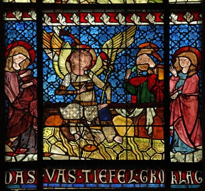 Venster w14 met de heilige vrouwen bij het graf door French School