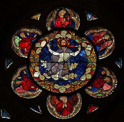 Venster w16 met Christus van het Laatste Oordeel door French School