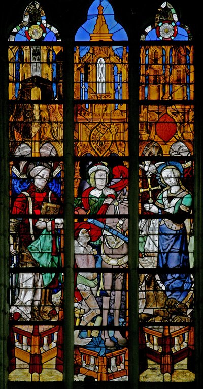 Raam w17 met St. Laurentius, St. Martinus en St. Margaretha door French School