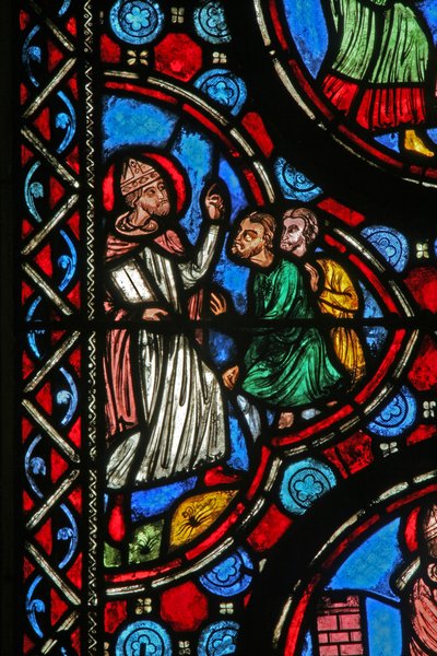 Raam w1 met een scène uit het leven van Sint Martinus (glas-in-lood) door French School