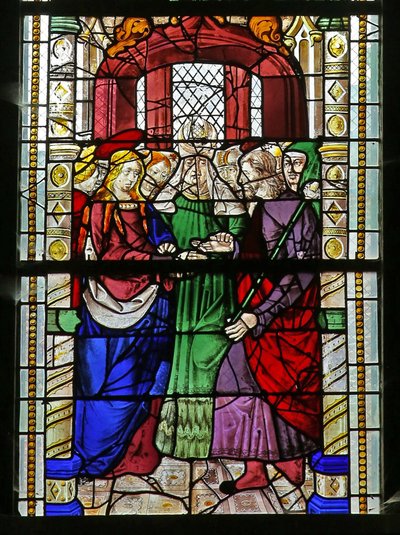 Raam w1 met het huwelijk van de Maagd Maria door French School