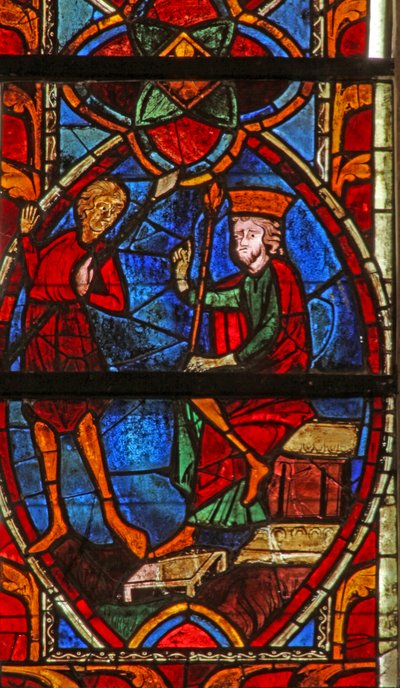 Raam met St. Maurice voor keizer Diocletian door French School