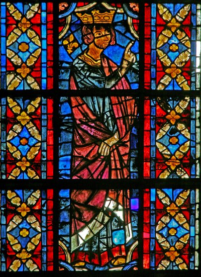 Ramen w209 met een scène uit het leven van St. Savinien: Aurelianus beveelt Savinien te martelen door French School