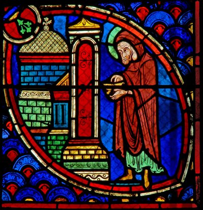 Raam w20 met Zacharias, de vader van St. Johannes de Doper, in de Tempel door French School