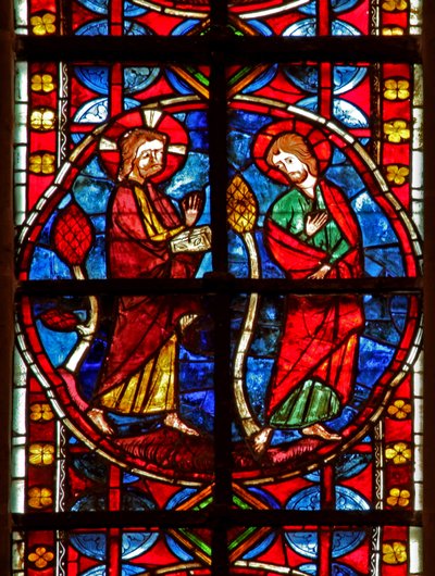 Raam w210 met St. Jacobus met Christus door French School