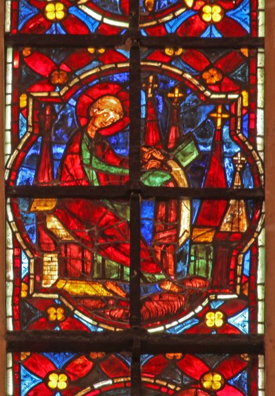 St. Johannes schrijft het Boek van de Apocalyps door French School