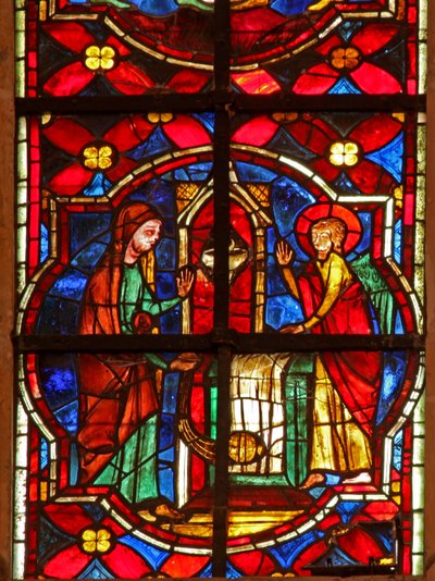 Zacharias, de vader van St. Johannes de Doper, bezocht door een engel in de tempel door French School