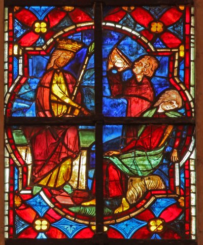 Een scène uit de legende van St. Johannes: de heilige en de vergiftigde beker door French School