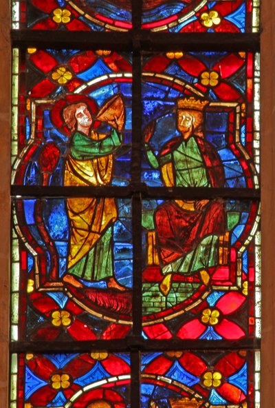 Een scène uit de legende van St. Johannes: de heilige drinkt de vergiftigde beker door French School