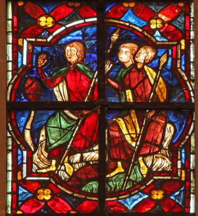 Soldaten observeren St. Johannes de Doper die predikt door French School