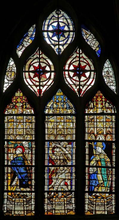 Ruit w214 met St. Clemens (R) en de dood van St. Thomas Becket door French School