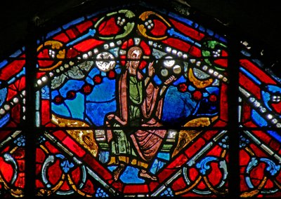 Raam w21 met God de Schepper schept de Hemel en de Aarde door French School