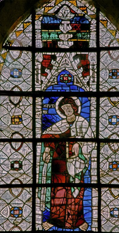 Raam w227 met St. Judas Iskariot (een zeldzame afbeelding van Judas als heilige) door French School