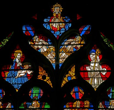 Raam w232 met God, de Maagd en Kind, St. Bernardus door French School