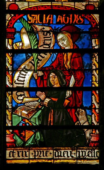 Een schenker - Agnes Bonjean met St. Agnes door French School