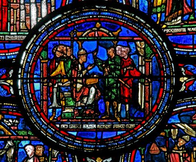 Raam w23 met St. Thomas Becket die gezanten van de koning ontvangt door French School