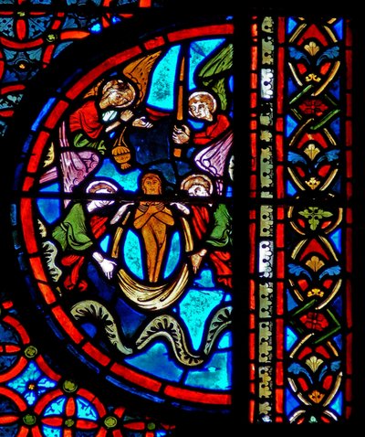 De gelijkenis van de rijke man en Lazarus: de ziel van Lazarus in de hemel door French School
