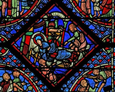 Raam w2 met de Geboorte van Christus door French School